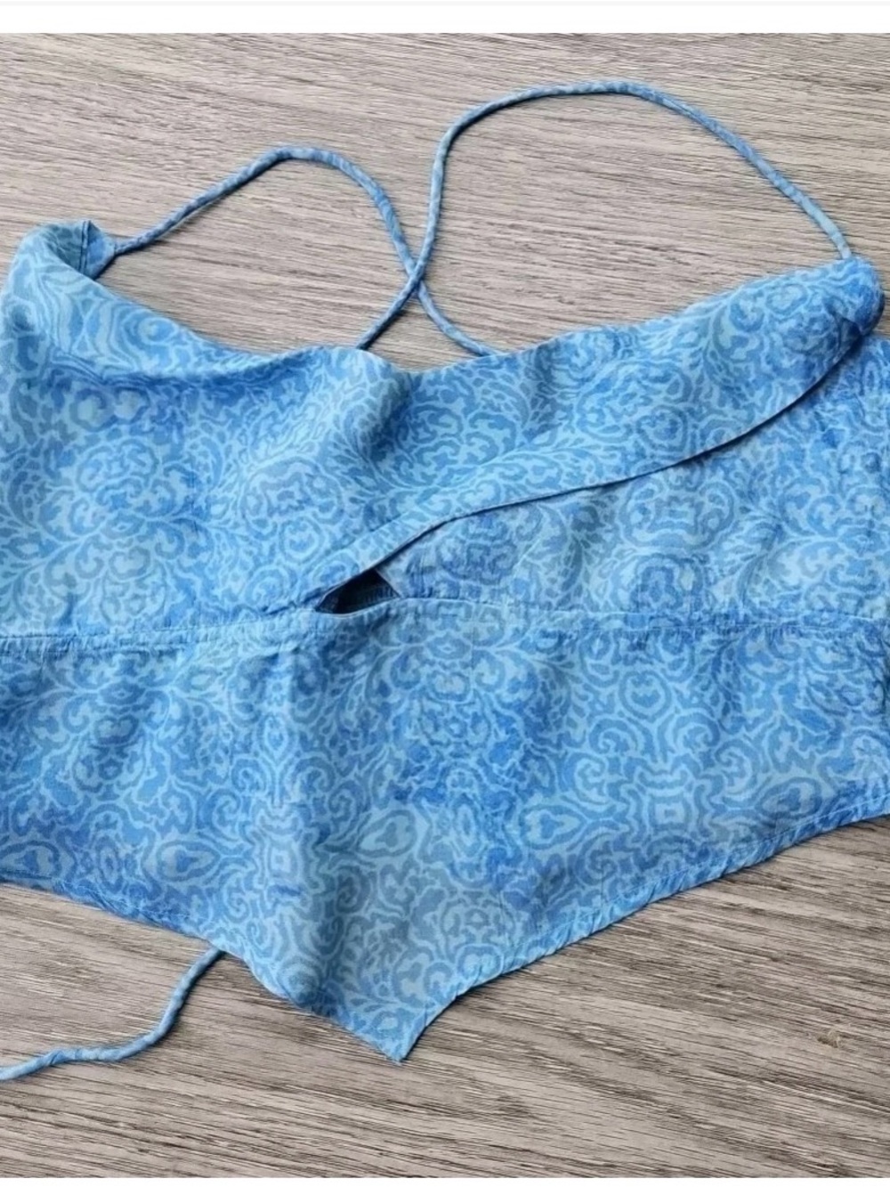 NWT Free People Blue Floral Handkerchief-Hem Cowl Tank